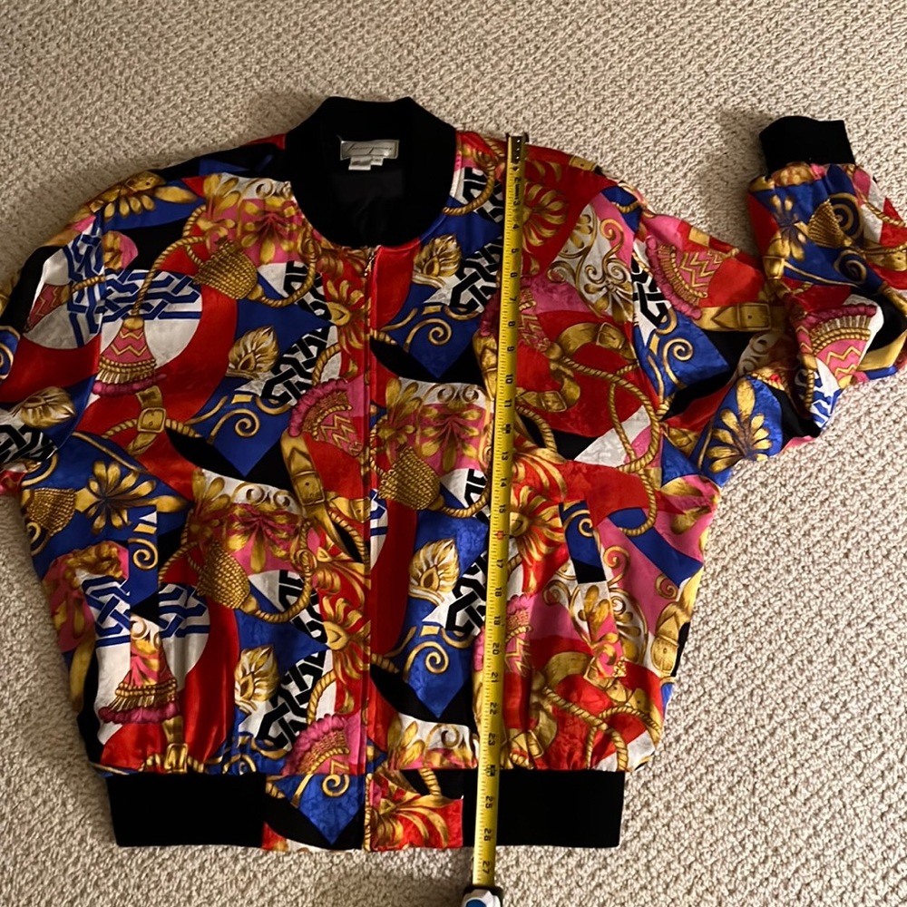 Spenserjeremy 100% Silk Vintage 80s 90s Vivid Colors Large Bomber Jacket… - Picture 10 of 16